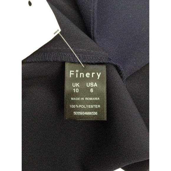 Finery Midi Wrap Dress US 6 Cap Sleeve Shift Asymmetrical Hem Navy New - Picture 10 of 10